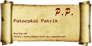 Patocskai Patrik névjegykártya